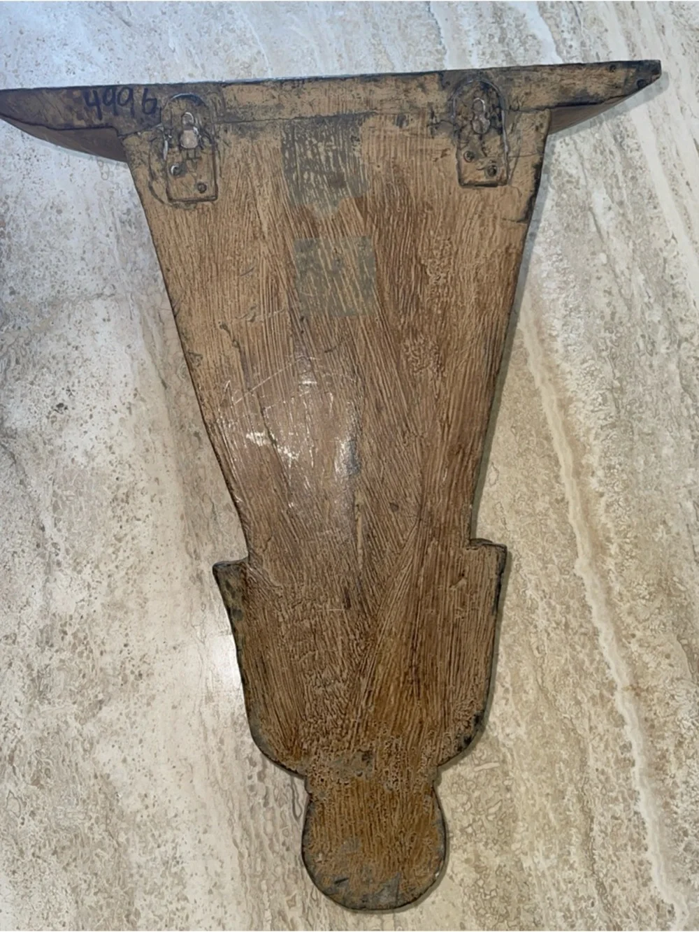 Vtg Oversize Toleware Rustic Wooden Wall Sconce Shelf Display Decor XL Large